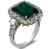 7.52ct.tw. Diamond And Emerald Ring In Platinum And 18KY. Emerald 5.24ct. DKR002827